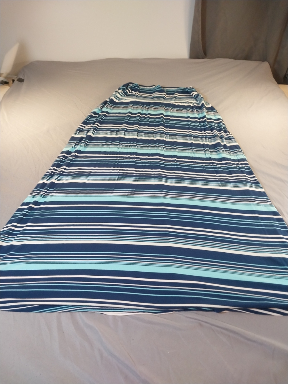 Merona Navy and Aqua Striped Maxi Skirt #255